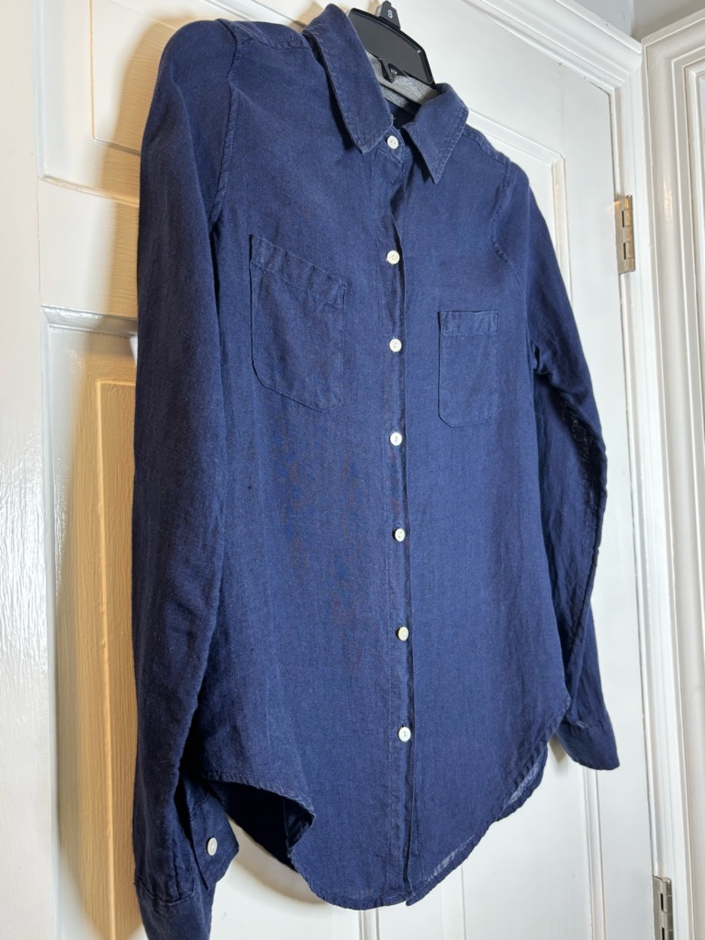 Lily Pulitzer 100% Linen Navy Button-Up Shirt Women’s XS - Picture 2 of 7